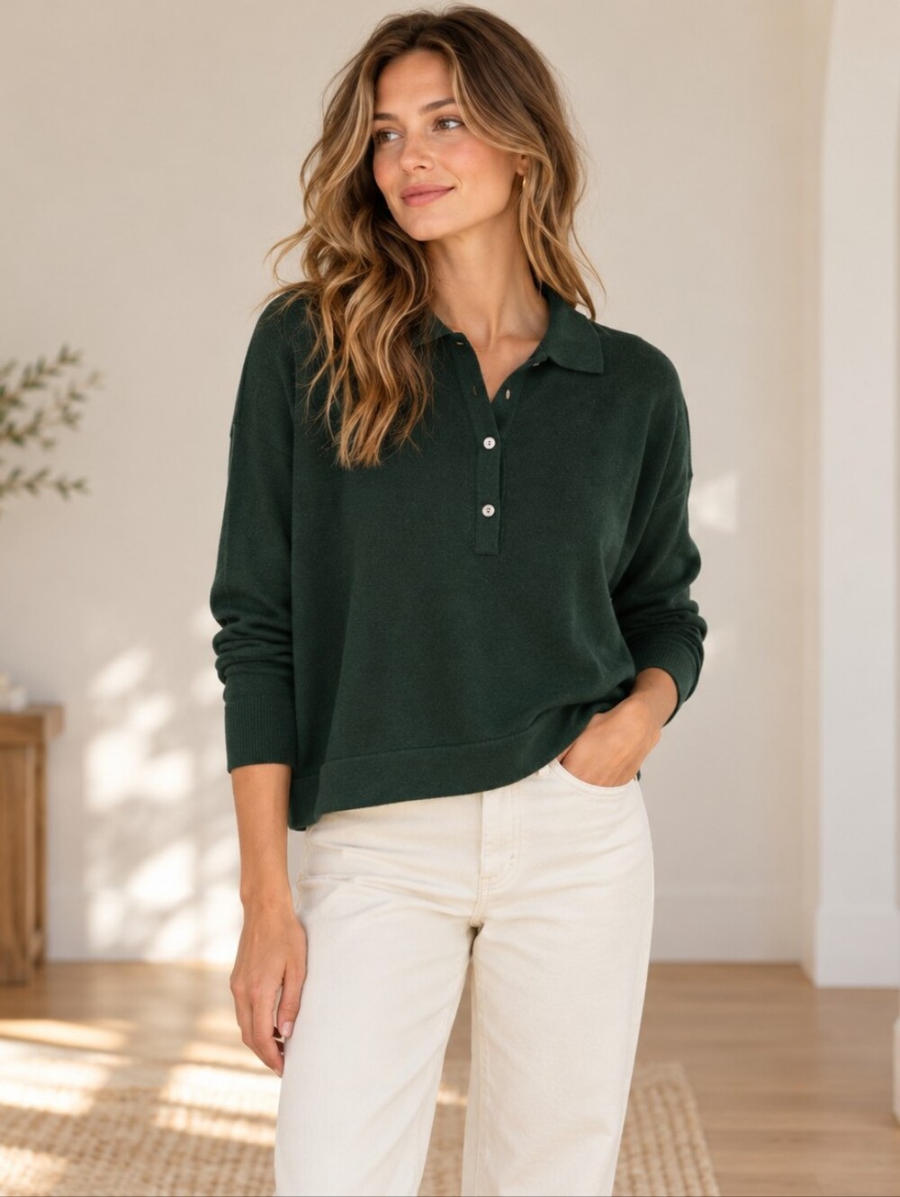 Tuckernuck Clayton Linen Blend Polo Sweater Green Oversized XS/S Heritage Preppy